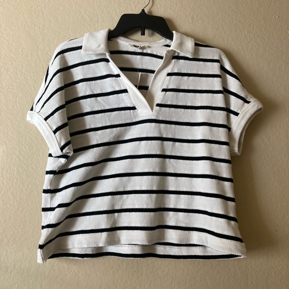 Madewell relaxed v- neck polo shirt in stripe - Picture 8 of 10